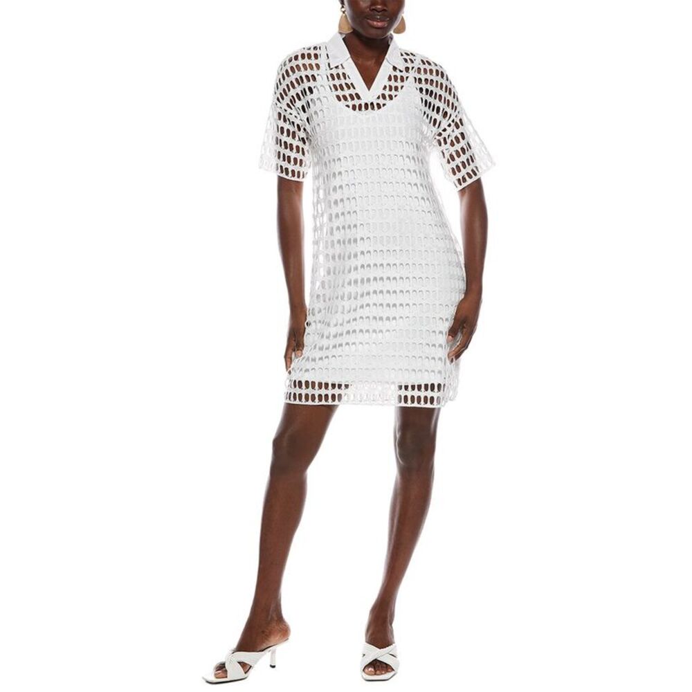 Marc Cain Womens  Woven Eyelet Mini Dress, White